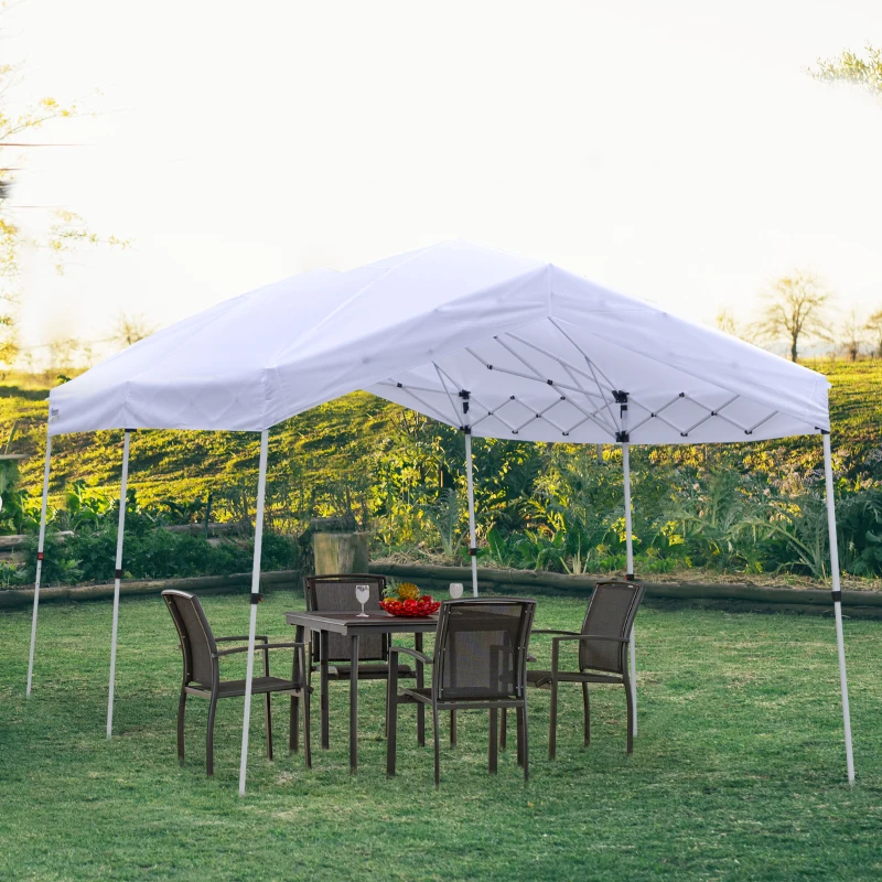 Outsunny Gazebo Pieghevole 6x3m, Richiudibile e Pop up da Giardino in Acciaio e Tessuto Bianco, per Eventi o Campeggio con Borsa da Viaggio