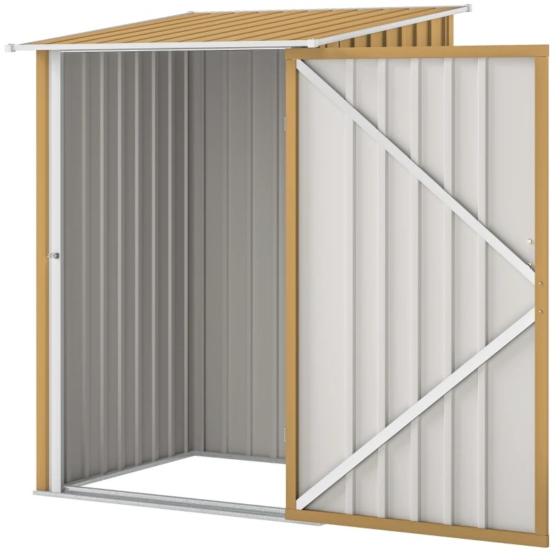 Outsunny Casetta da Giardino Porta Attrezzi in Acciaio Galvanizzato con Porta a Battente, 100x104x160 cm, Giallo