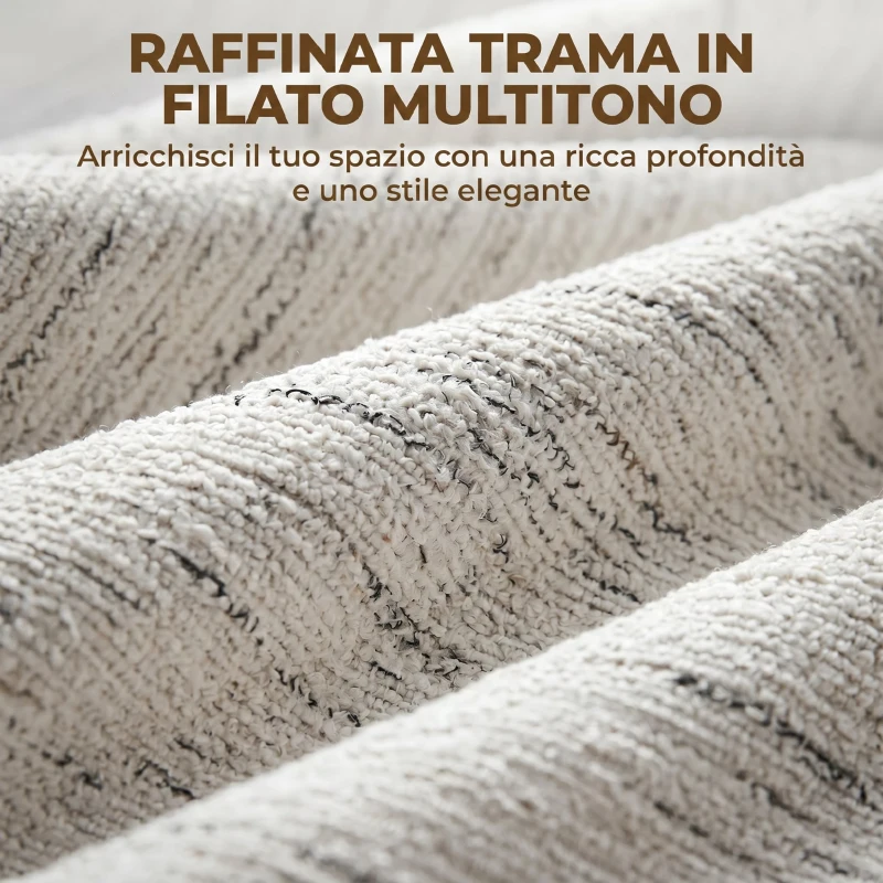 HOMCOM Divano 2 Posti in Tessuto con Braccioli, Imbottitura Spessa e 2 Cuscini, 131x78x83 cm, Bianco