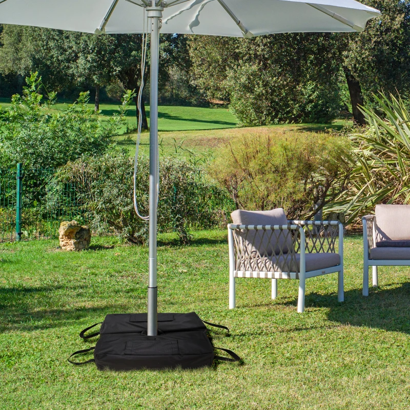 Outsunny Base per Ombrellone a Sacco Riempibile con 50 kg di Sabbia,  in Plastica e tessuto Oxford, 50x25x18 cm, Nero