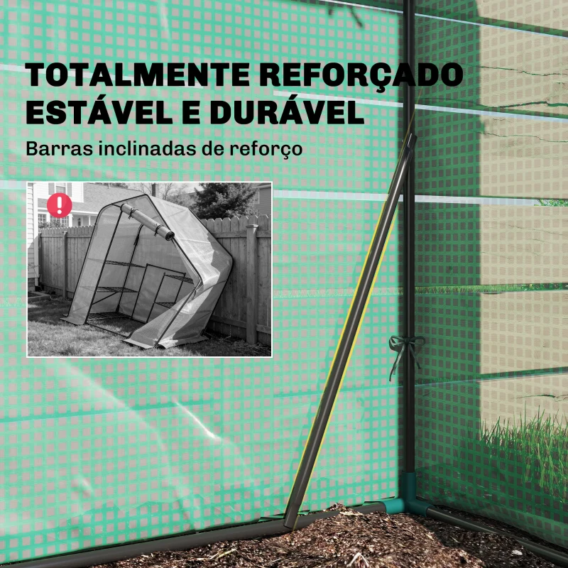 Outsunny Seră de Grădină, Ușă Rulantă, Rafturi 2 Etaje, Structură Oțel, Acoperire PE, 143x73x195 cm, Verde