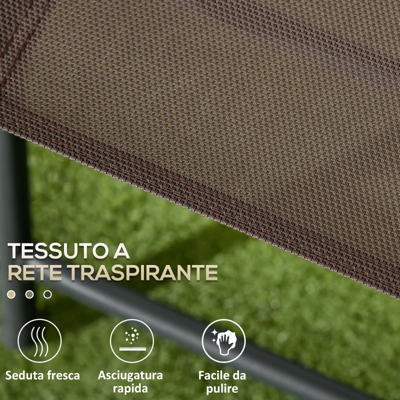 Outsunny Set da Giardino 3 Pezzi con 2 Sedie 53.5x64x93 cm e Tavolino da Caffè Ø45x50 cm, in Metallo, Marrone