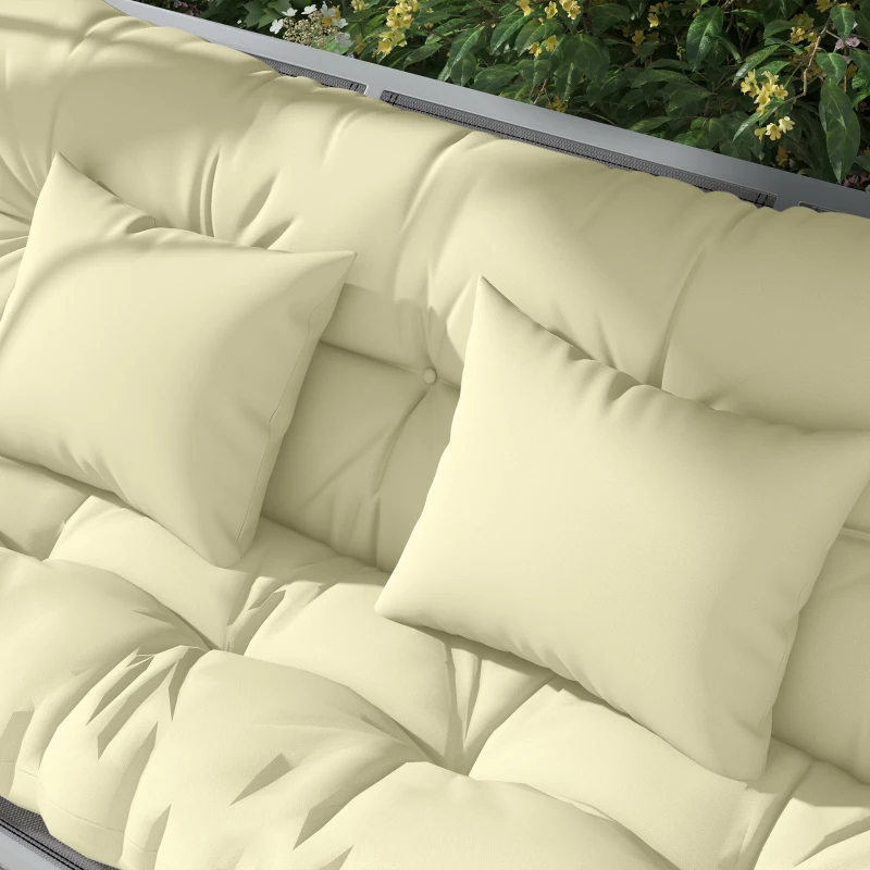 Outsunny Set 4 Cuscini da Giardino per Schienale e Seduta con Imbottitura, in Poliestere, Crema