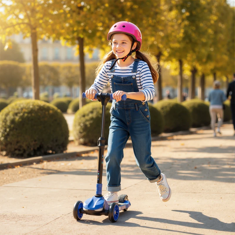 AIYAPLAY Trottinette électrique pour enfant 6 à 10 ans, pliable 3 roues démarrage zéro, vitesse maximale 8 km/h 64x29x83cm bleu