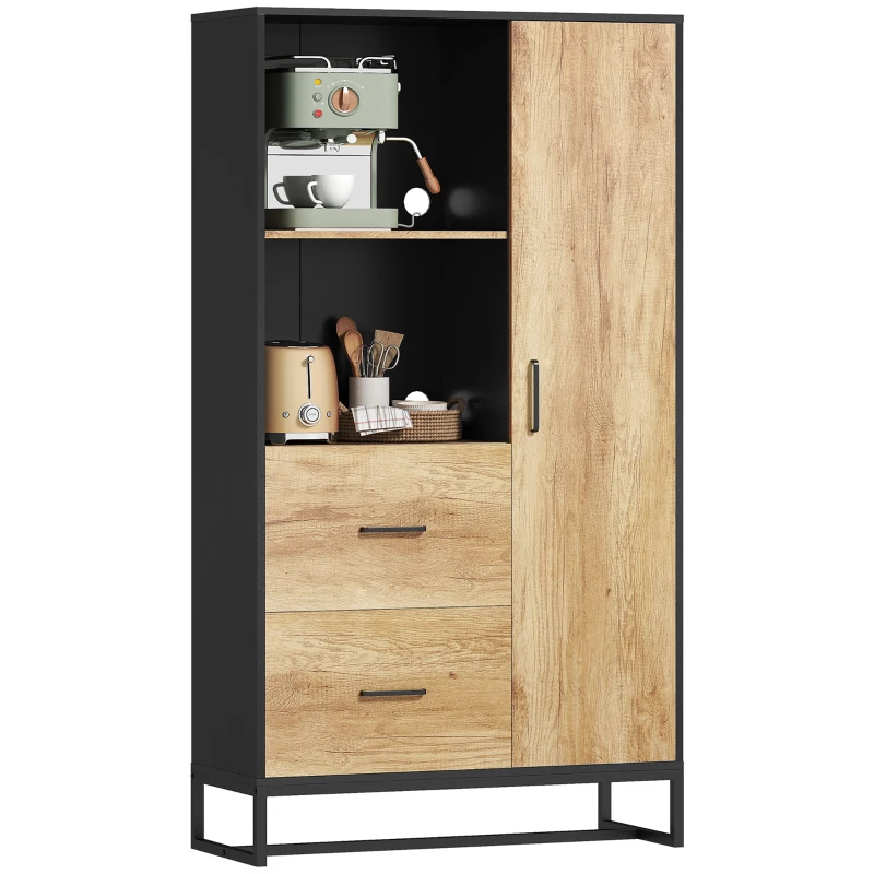 HOMCOM Tall Kitchen Cupboard, Freestanding Kitchen Pantry Cabinet with Adjustable Shelves, Drawers and Soft Close Door, 160cm