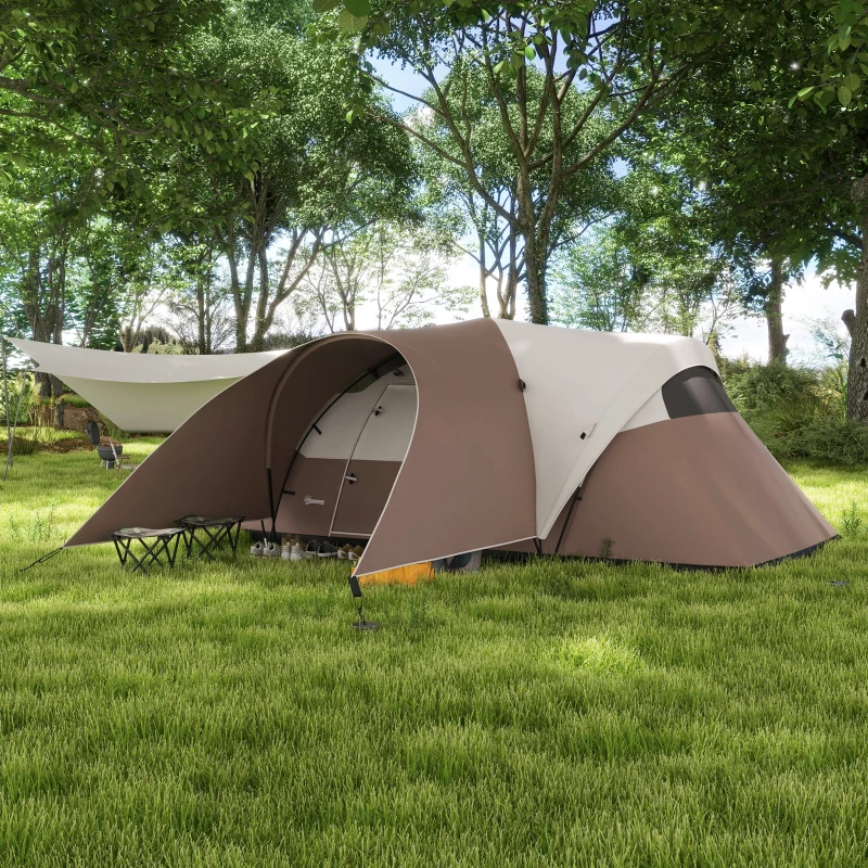 Outsunny Tente de camping familiale 7 personnes étanche ventilée avec sac de transport, dim. 550L x 300l x 198H cm