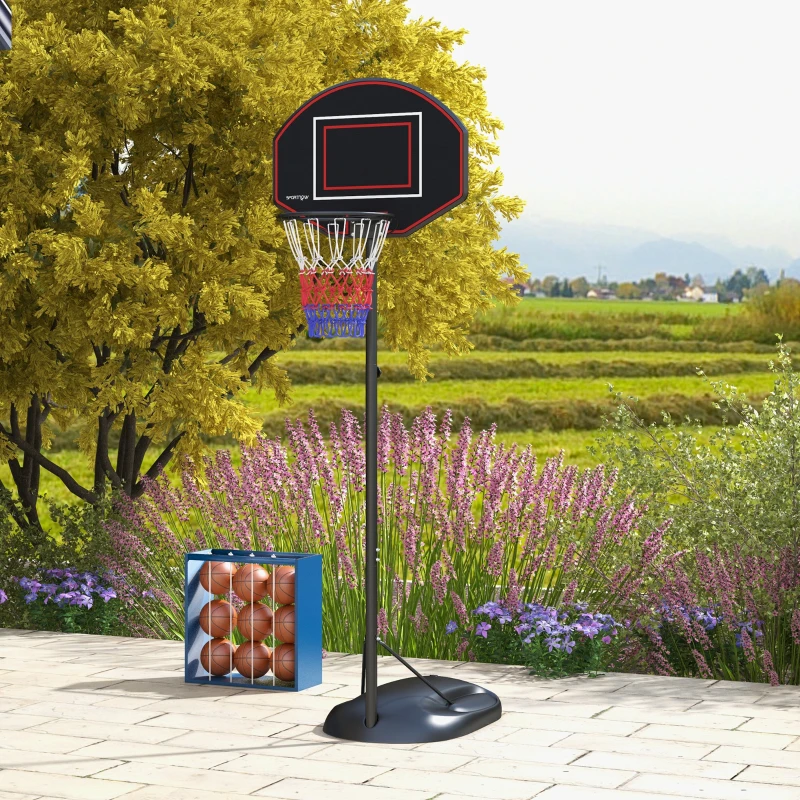 SPORTNOW Basketballständer, höhenverstellbar, robust, 1,7-2,3 m Korbhöhe, Stahlrahmen, Schwarz