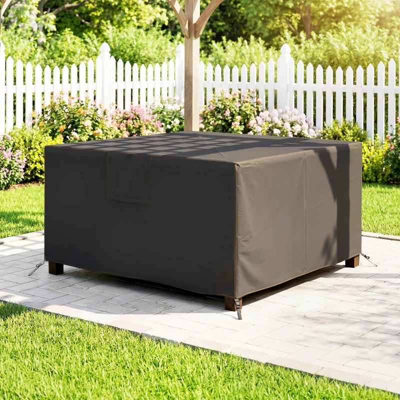 Outsunny Schutzhülle für Gartenmöbel Winterfest Wasserdicht Abdeckung Anti-UV Abdeckplane 420D Oxford Gewebe 125x125x74cm Schwarz