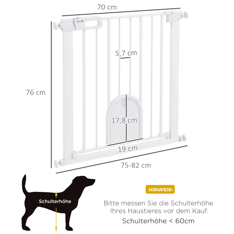 PawHut Türschutzgitter Treppenschutzgitter Hunde Absperrgitter Schutzgitter für Haustier Stahl