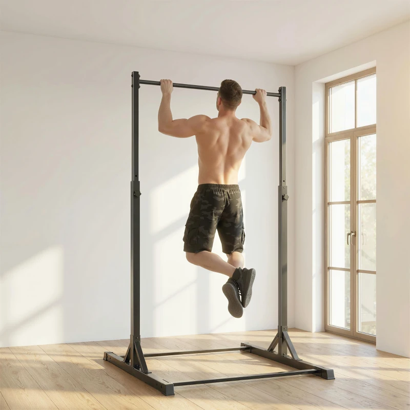 SPORTNOW Station de musculation et barre de traction power tower 200 kg avec 8 niveaux de hauteur noir