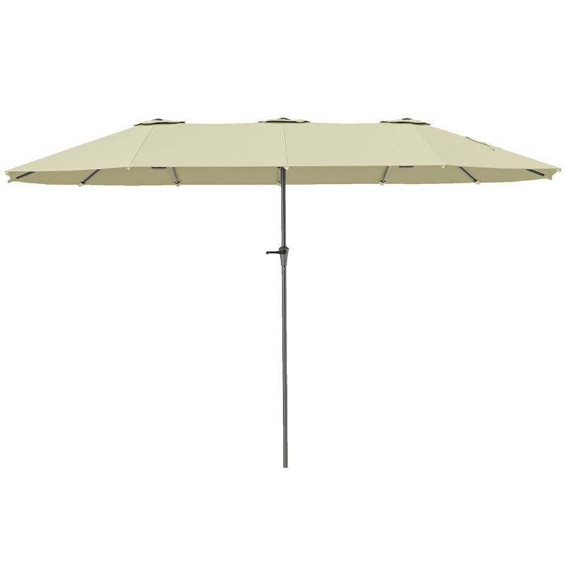 Outsunny Parasol de jardin extérieur, parasol double rectangulaire 4 x 2,2 x 2,3 m avec ouverture fermeture manivelle crème