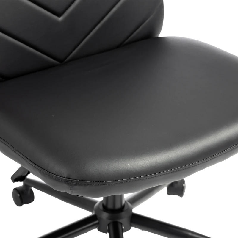 HOMCOM Home Office Desk Chair Height Adjustable Swivel Chair Cross Legged Wide Seat Swivel Wheels Black