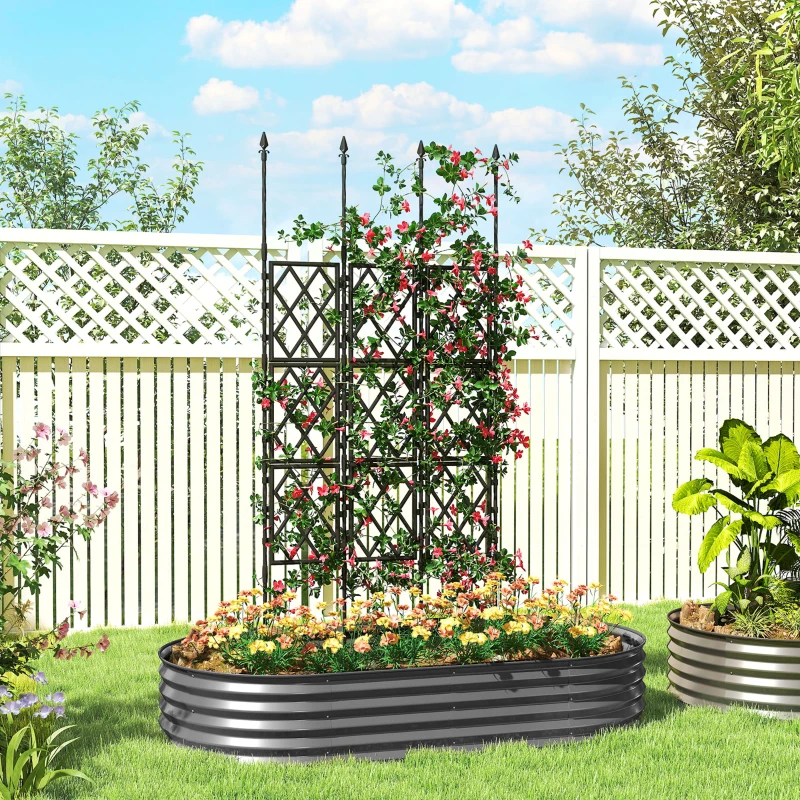 Outsunny Enrejado de Jardín Plegable Soporte para Plantas Trepadoras con Montaje DIY y Marco de Acero 85x197 cm Negro
