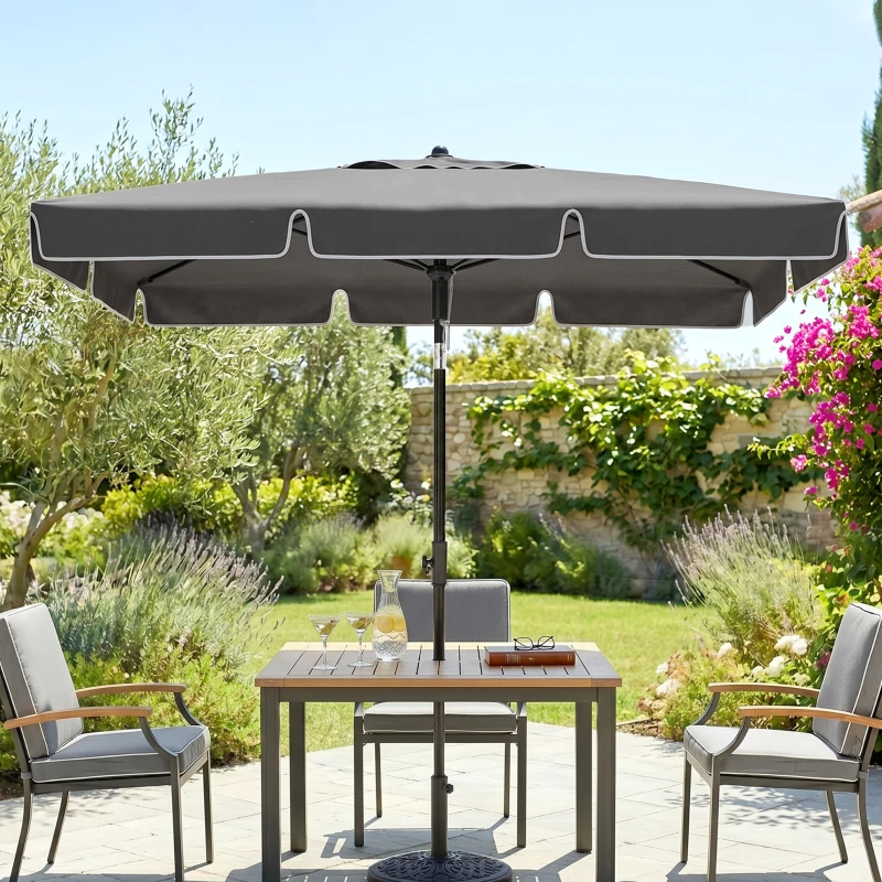 Outsunny Parasol de jardin Parasol droit rectangulaire inclinable alu métal polyester haute densité 2 x 1,3 m gris