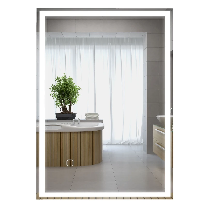 HOMCOM Badspiegel Badezimmerspiegel Wandspiegel LED´s. Berührungsschalter, Weiß