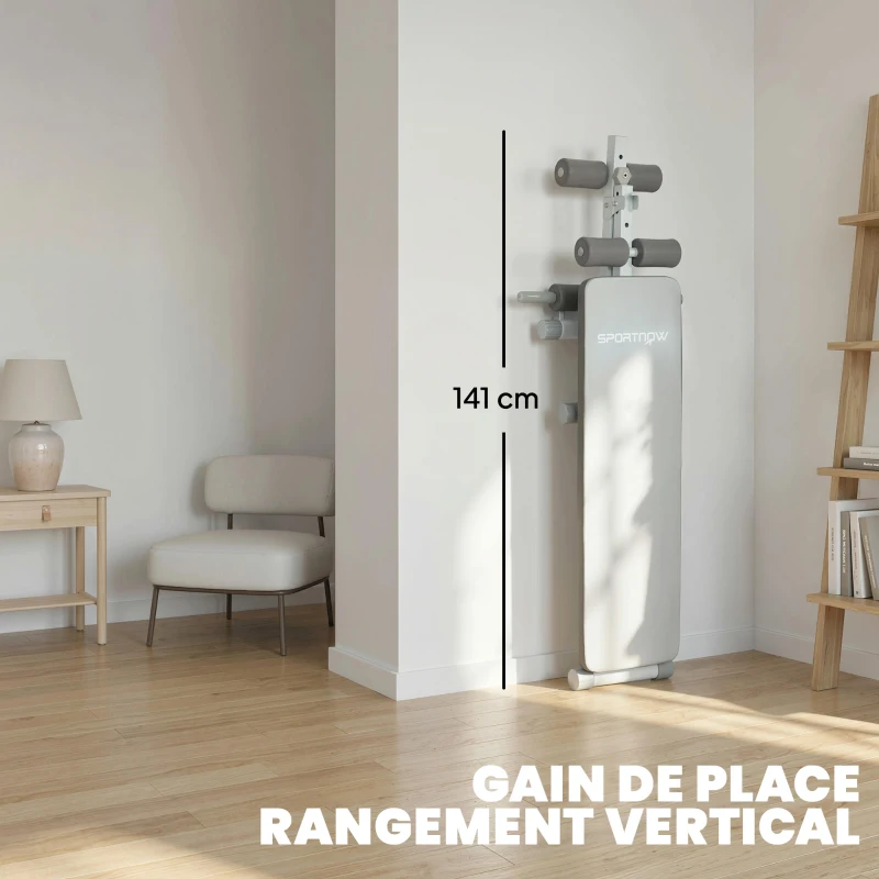SPORTNOW Banc de Musculation Multifonction, Banc Plat Réglable avec Siège à 3 Niveaux, 141 x 52 x 54-71 cm, Bleu et Blanc