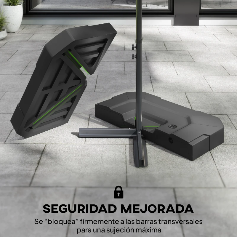 Outsunny Juego de 2 Pesas para Sombrilla, Bases para Sombrilla Rellenables 80 kg con Agua 80 kg o Mezcla de Agua y Arena 105 kg