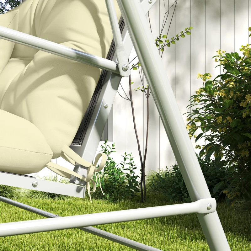 Outsunny Set 4 Cuscini da Giardino per Schienale e Seduta con Imbottitura, in Poliestere, Crema
