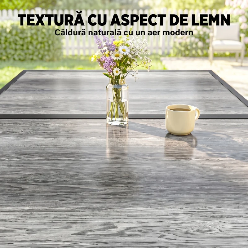 Outsunny Masă de grădină exterior pentru 6 persoane, balcon pentru terasă, pentru dining în aer liber