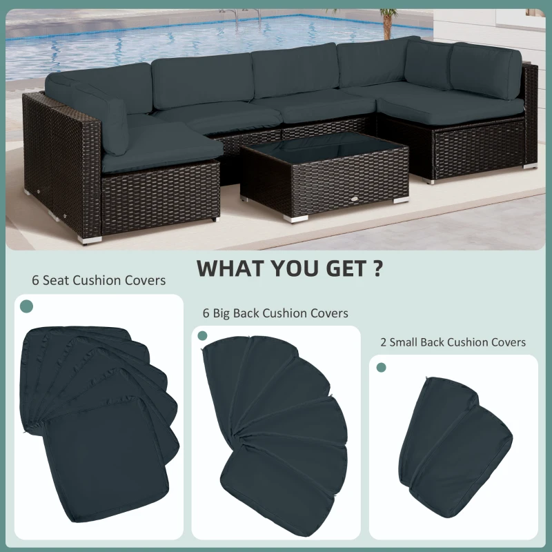 Outsunny Garden Rattan Sofa Cushion Polyester Cover Replacement Outdoor- No Cushion Included, Grayish Green