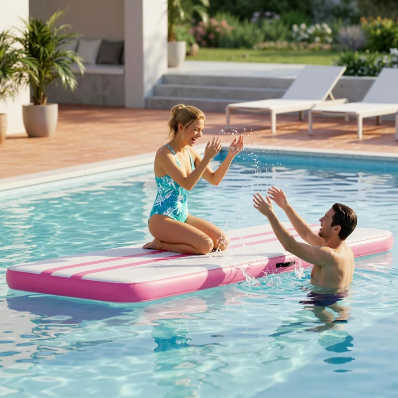 SPORTNOW Tappetino Gonfiabile per Ginnastica, 3,05 m con Pompa Elettrica e Borsa