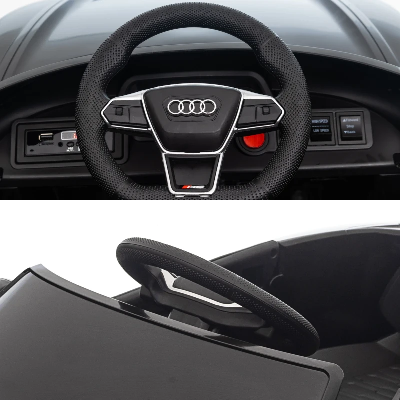 HOMCOM Voiture électrique enfant 12 V - véhicule électrique avec télécommande parentale fournie - V. Max. 5 Km/h - effets sonores, lumineux - Audi RS E-tron GT noir(m-10)