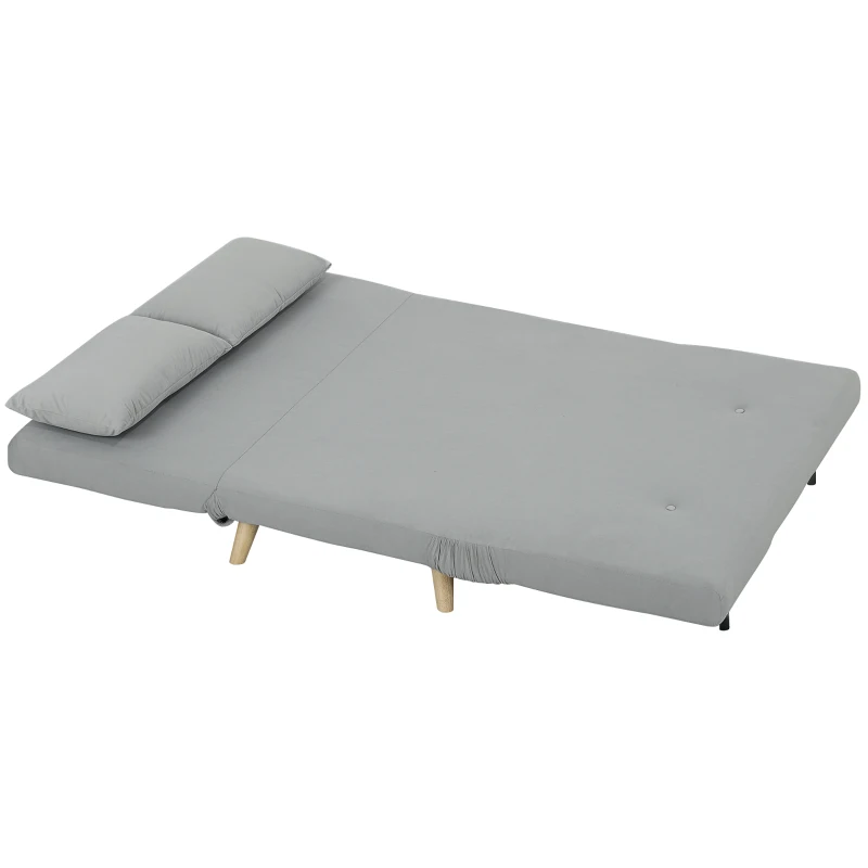 HOMCOM Schlafsofa Relaxsofa Sofa Couch, inkl. 2 Kissen, Samtoptik, 130 x 78 x 79 cm, Hellgrau(m-11)