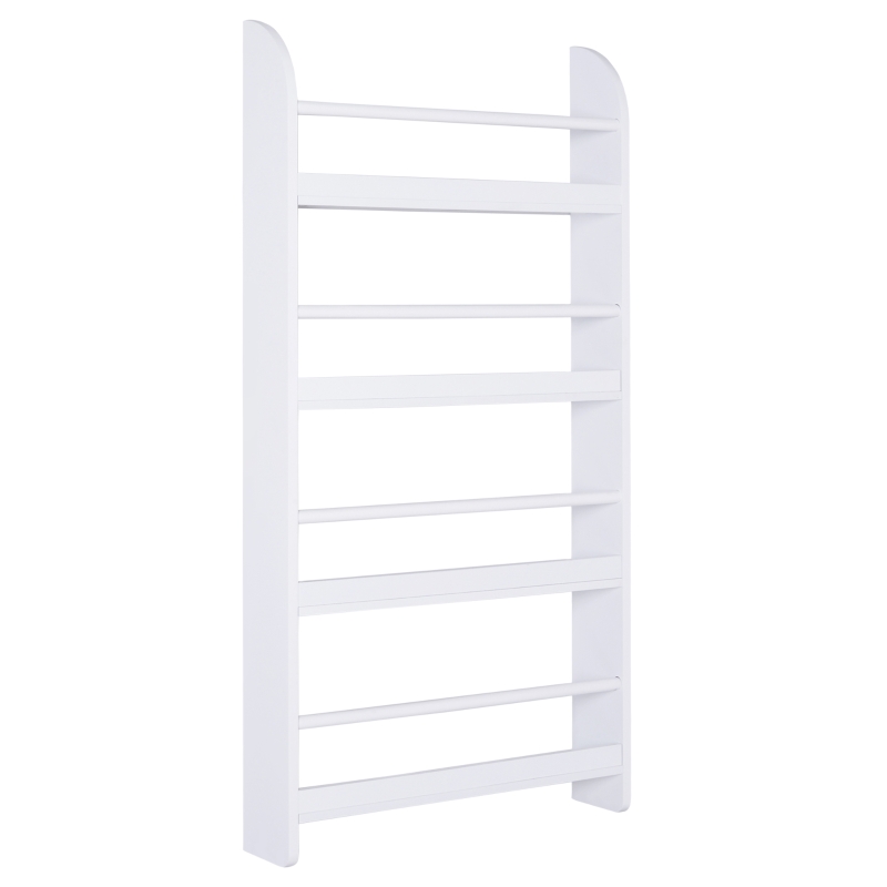 HOMCOM Estantería de Pared de Libros con 4 Estantes Librería Infantil para Hogar Oficina Carga 30kg 59x12x113 cm Blanco