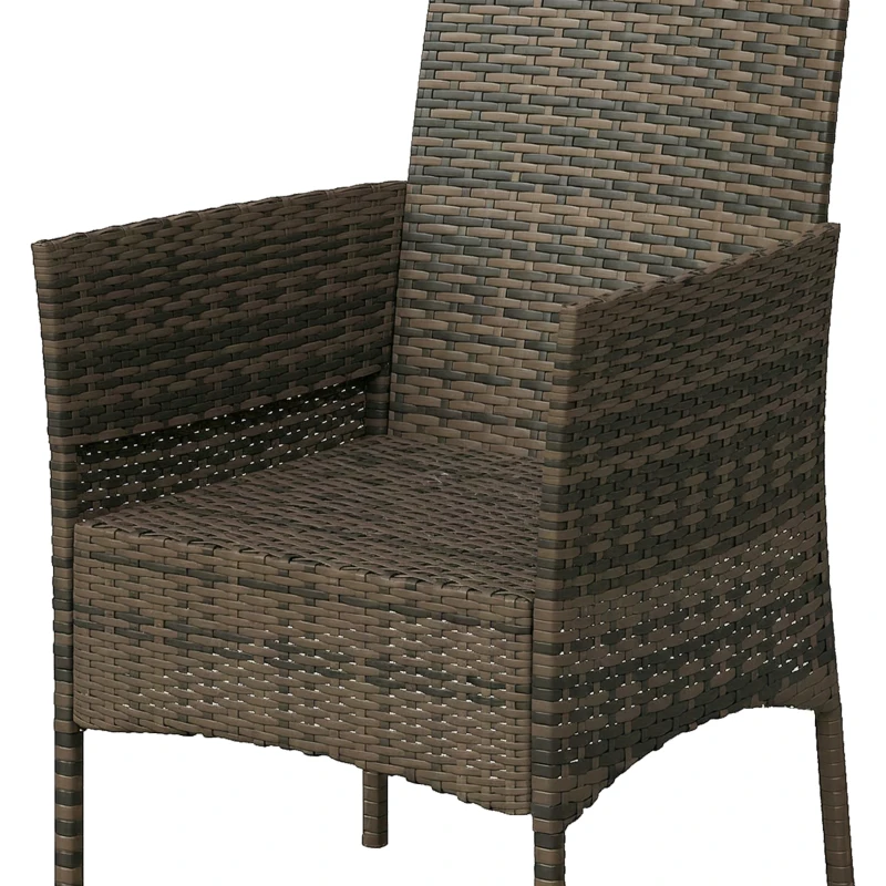 Outsunny 4 Piece Rattan Garden Furniture Sofa Set with Loveseat, Armchairs, Glass-Top Coffee Table and Cushions, Brown