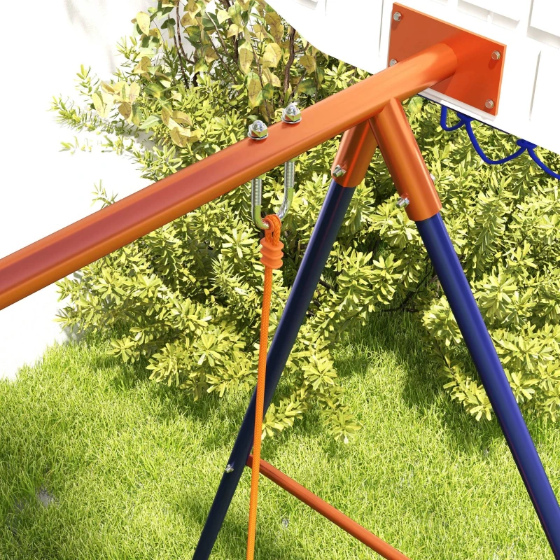 Outsunny Columpio para Niños de 3-8 Años 3 en 1 con Canasta y Portería de Fútbol Desmontable Marco de Acero Multicolor