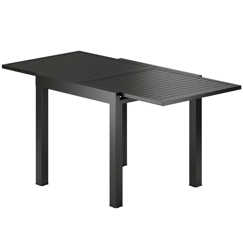 Outsunny Gartentisch Ausziehbarer 80/160 x 80 cm Aluminium Esstisch für 4-6 Personen, Rechteckig mit Lamellenplatte