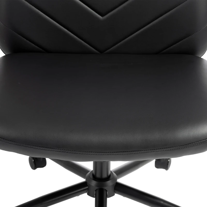 HOMCOM Home Office Desk Chair Height Adjustable Swivel Chair Cross Legged Wide Seat Swivel Wheels Black