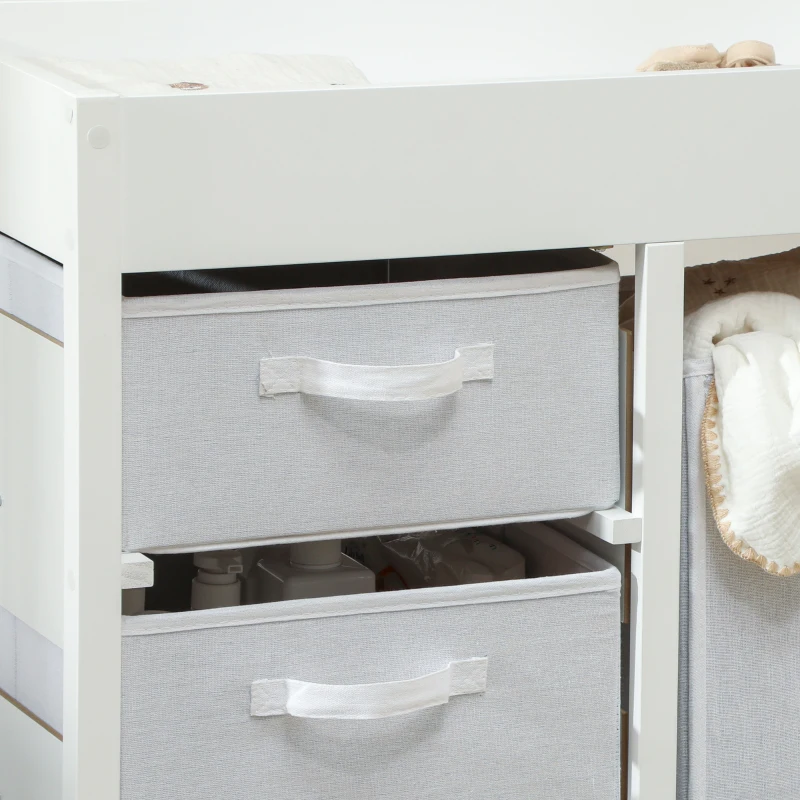 AIYAPLAY Baby Changing Unit with 4 Storage Drawers, Mat for Bedroom Nursery, 84 x 84.5 cm, White