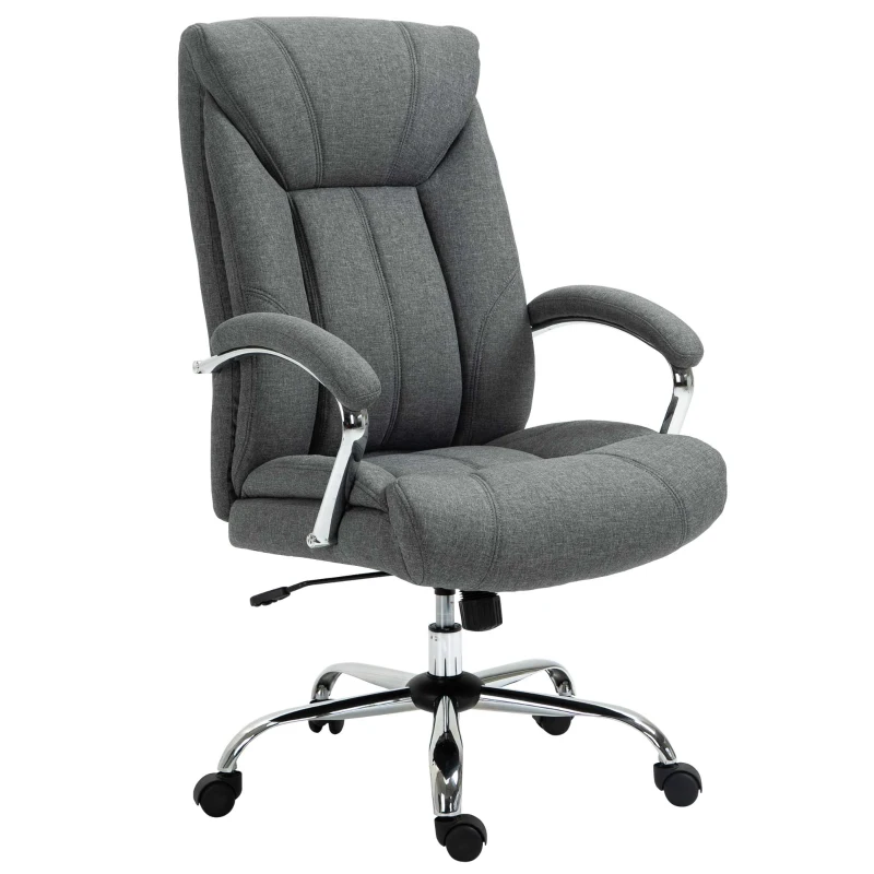 Vinsetto Sedia da Ufficio Imbottita e Girevole in Tessuto Traspirante, 65x78x110-120cm, Grigio
