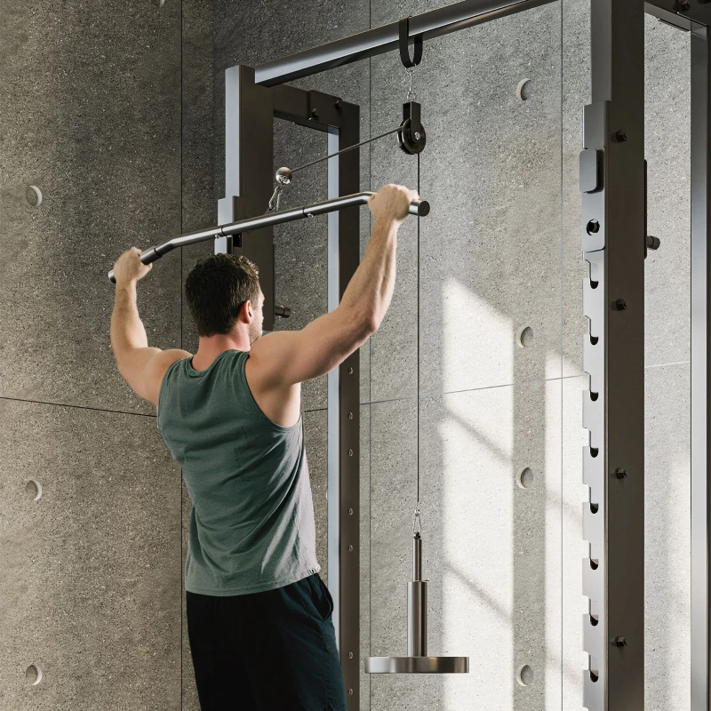 SPORTNOW Aparat cu scripete Home Gym și sistem LAT, compatibil cu discuri de greutăți universale și accesorii
