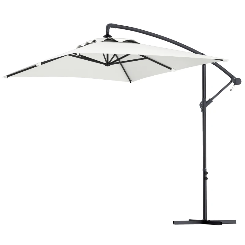 Outsunny Parasol déporté parasol rectangulaire extérieur manivelle et 6 baleines acier protection UV 294 x 193 x 250 cm