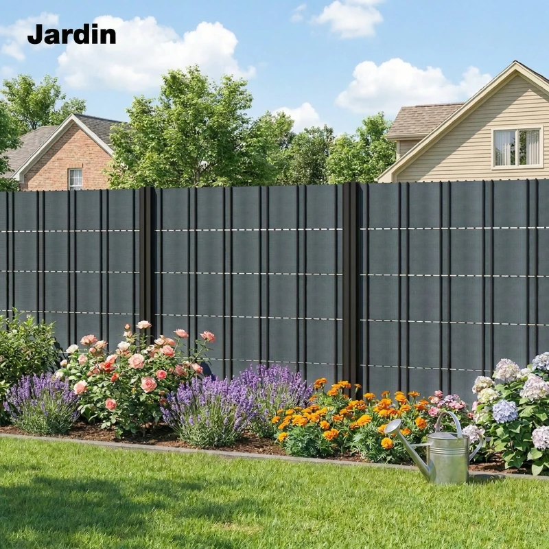 Outsunny Brise-vue PVC Rouleau Occultant 140m Bande de Protection Visuelle 450g/m² 120 Clips de Fixation Imperméable Gris