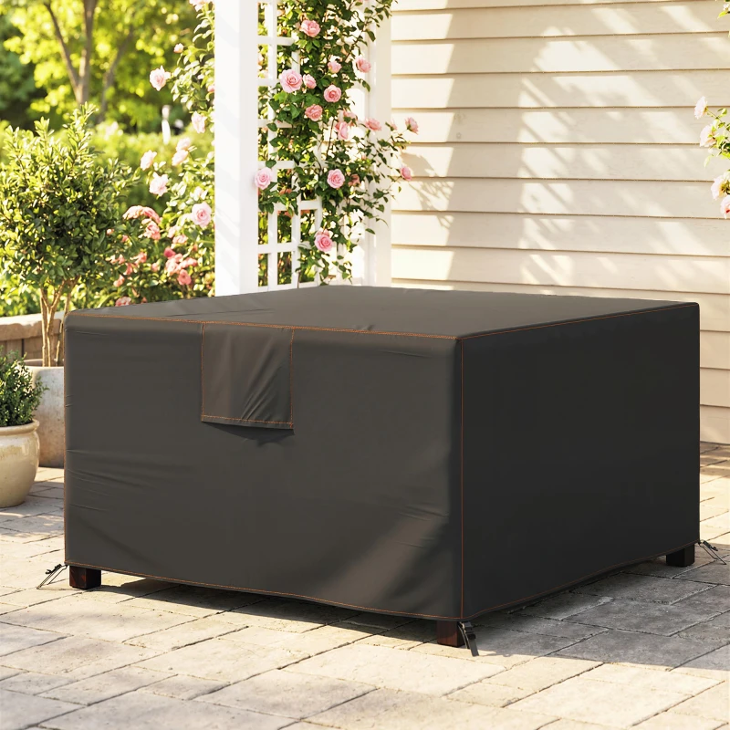 Outsunny Schutzhülle für Gartenmöbel Winterfest Wasserdicht Abdeckung Anti-UV Abdeckplane 420D Oxford Gewebe 125x125x74cm Schwarz