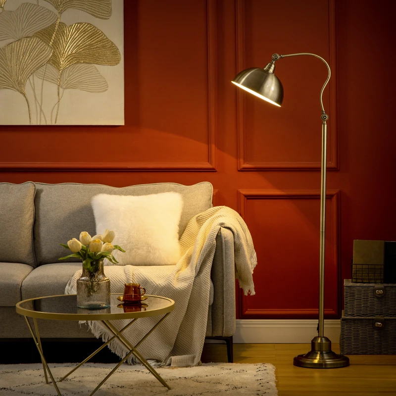HOMCOM Stehleuchte im Vintage-Design, verstellbarer Winkel, Messing-Look, 42 cm x 25,5 cm x 152 cm, Bronze