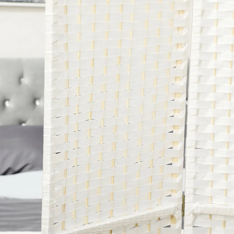 HOMCOM 8-teiliger Raumtrenner, Faltbarer Sichtschutz, Sichtschutzwand für Wohnzimmer, Schlafzimmer, Homeoffice, Weiß