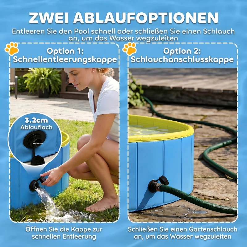 PawHut Faltbarer Hundepool für Große und Extra Große Hunde, mit Anti-Rutsch-Boden für Enten, Innen- und Außen, 160x30cm