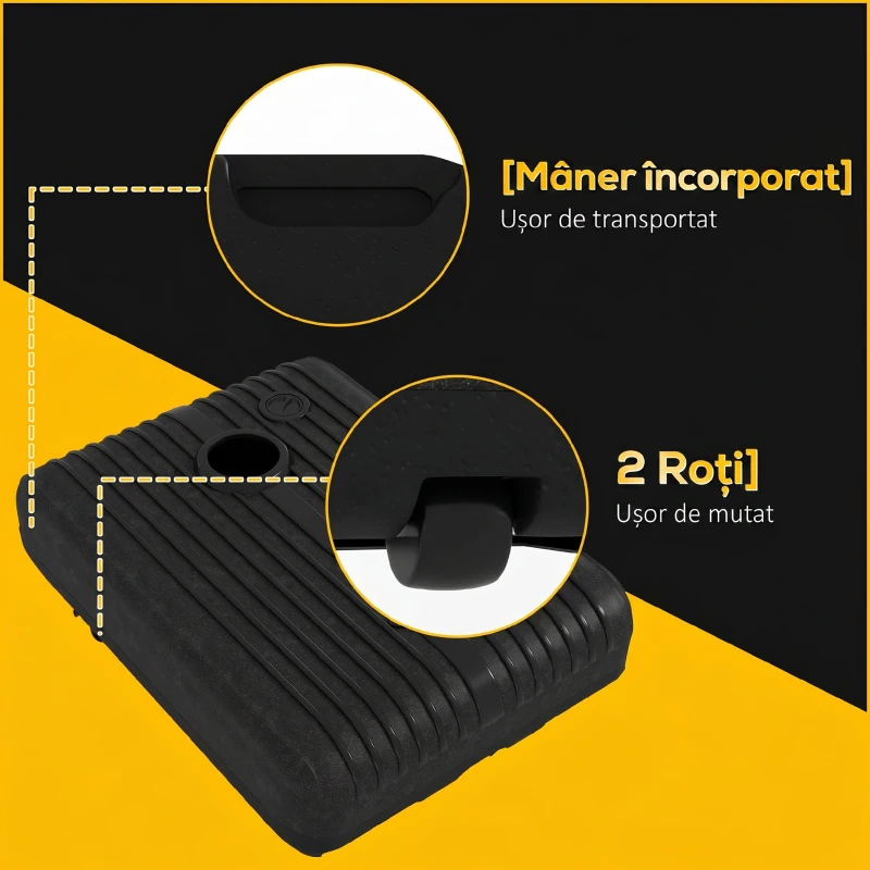 Bază Outsunny pentru Umbrelă de Grădină Umplută cu Apă și Nisip 70-90 kg, Roți și Mâner din HDPE, 80x60 cm, Negru