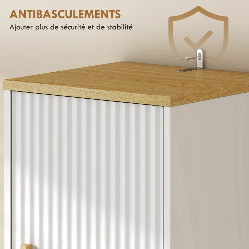 HOMCOM Meuble colonne salle de bain, meuble de rangement étroit avec 2 portes, tiroir, compartiment ouvert, blanc