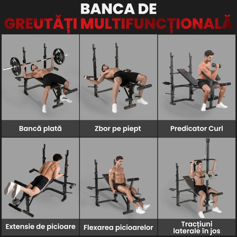 SPORTNOW Bancă Multifuncțională Reglabilă pentru Antrenamente Acasă, Negru