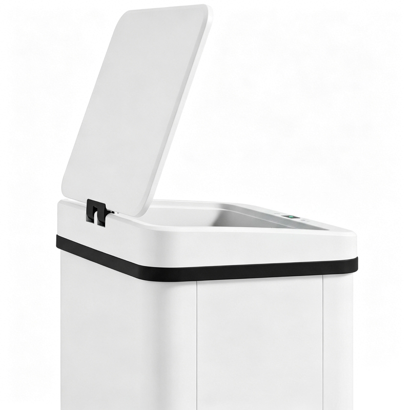 HOMCOM 40L Sensor Bin with Soft-Close Lid, Stainless Steel Automatic Touchless Motion Sensor Kitchen Bin, White