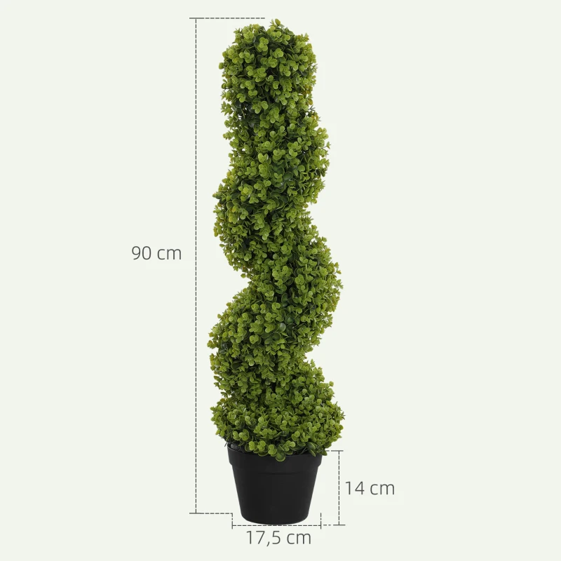 HOMCOM Conjunto de 2 Planta Decorativa, Plantas Artificiais em Vasos, Plantas Artificiais para Casa, Interior, Exterior, 90 cm, Verde