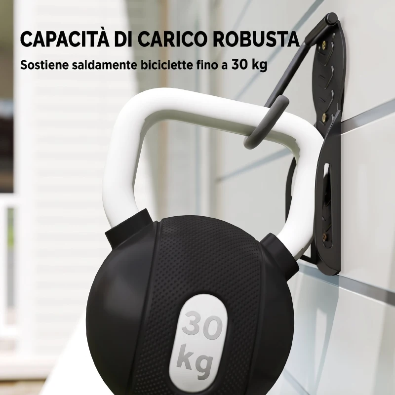 SPORTNOW Set 4 Supporti Bicicletta da Parete, Portabici da Parete Gancio Pieghevole per Garage Cantina Shed, Interni ed Esterni, Nero