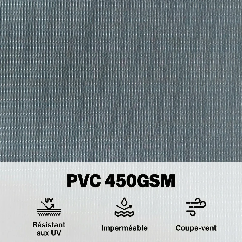 Outsunny Brise-vue PVC Rouleau Occultant 140m Bande de Protection Visuelle 450g/m² 120 Clips de Fixation Imperméable Gris