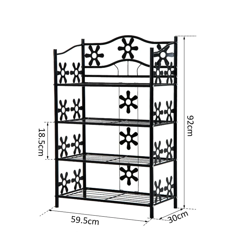 HOMCOM Estante para sapatos, estante para plantas, estante para flores, estante de chão, suporte, 4 níveis, metal, 59,5 x 30 x 92 cm, Preto