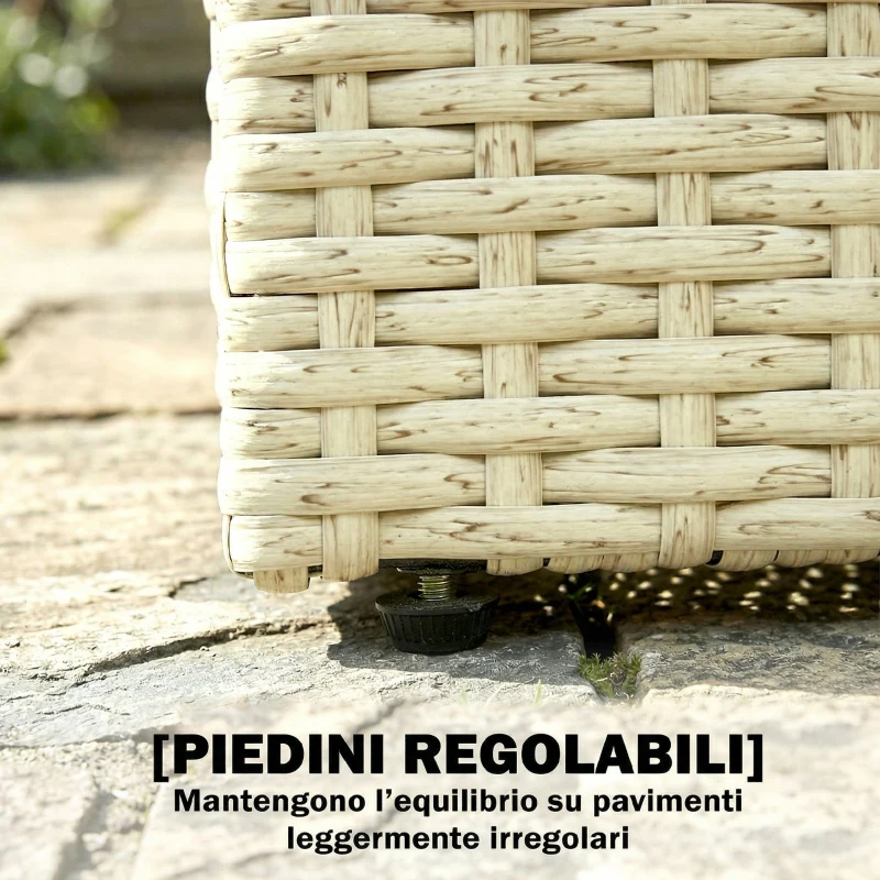 Outsunny Fioriera in Rattan con Traliccio, Letto Rialzato per Piante Rampicanti, Beige